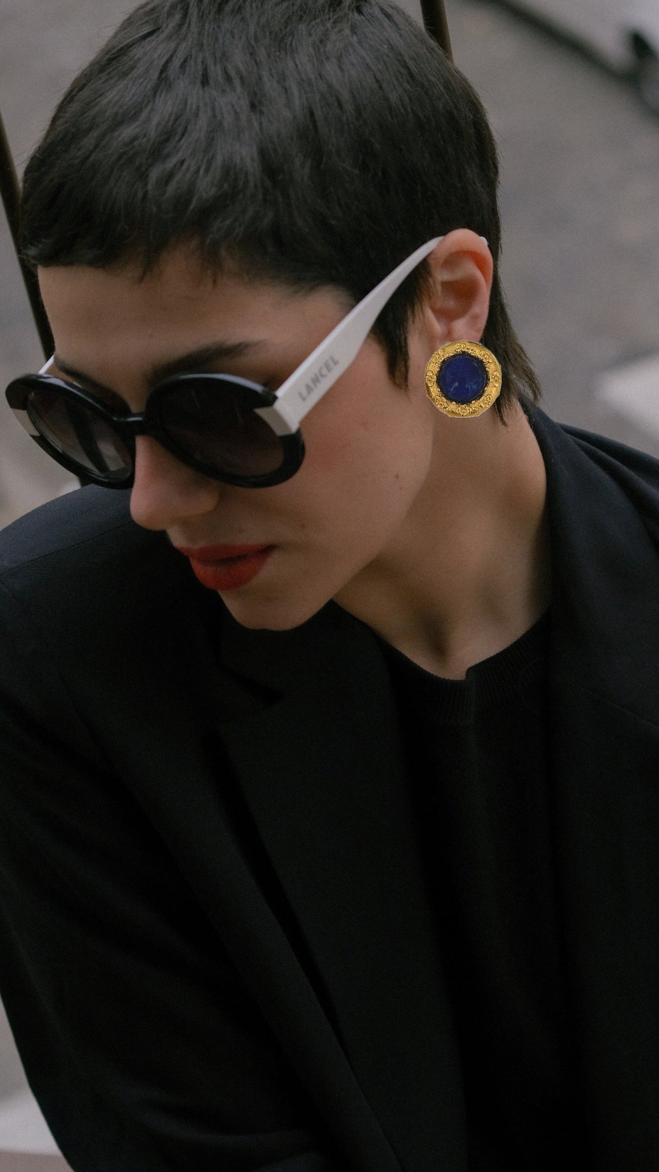 1980s Vintage NINA RICCI blue flower earrings