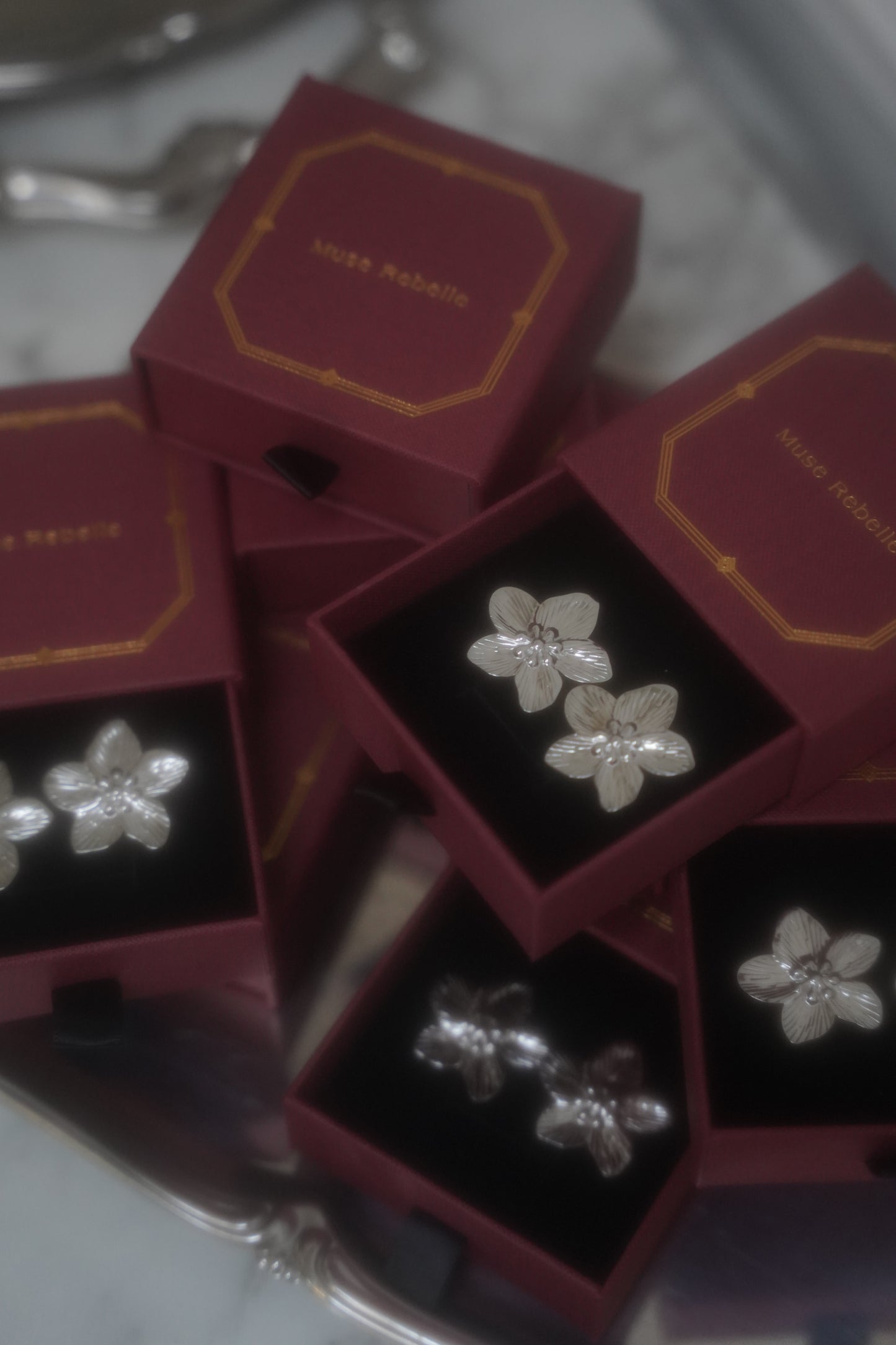 Fleur silver earrings