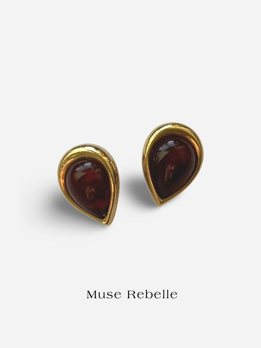 Burgundy Nina Ricci Vintage Clip-On Earrings