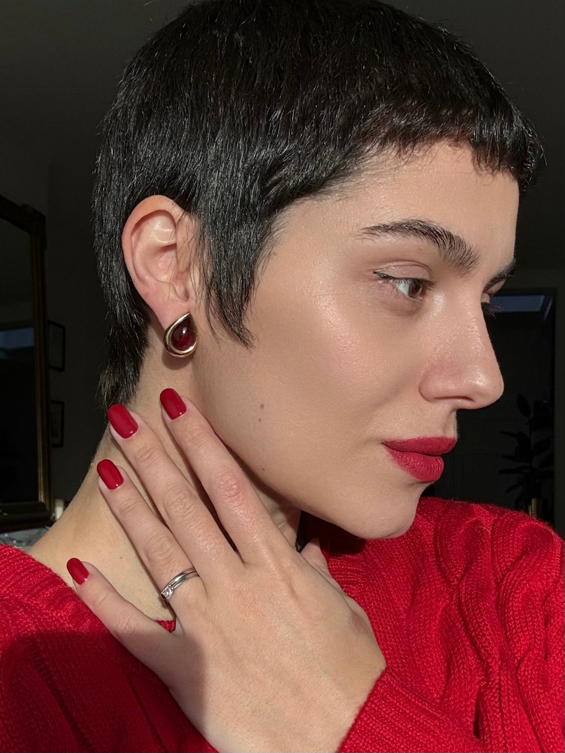 Burgundy Nina Ricci Vintage Clip-On Earrings