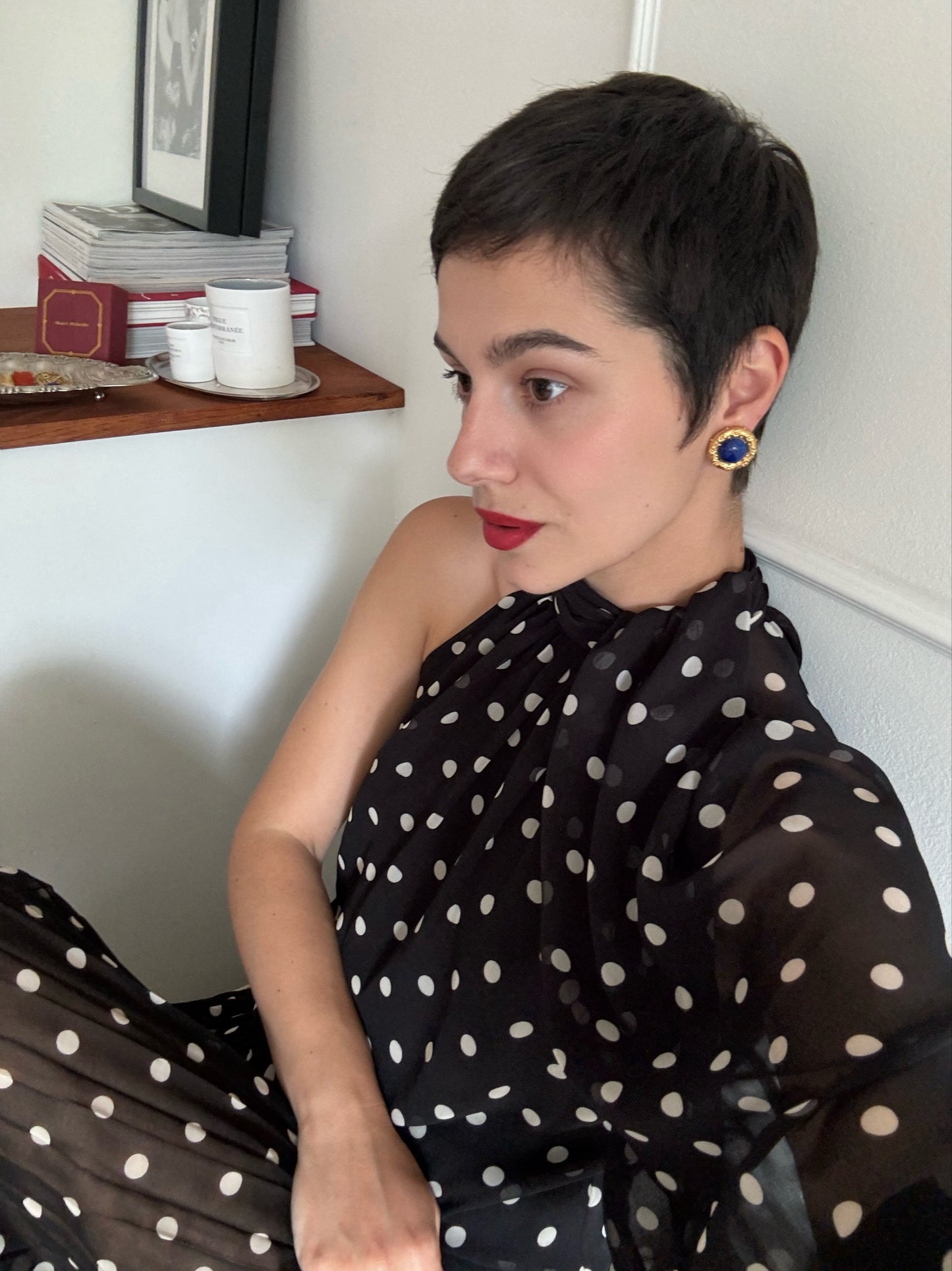 1980s Vintage NINA RICCI blue flower earrings