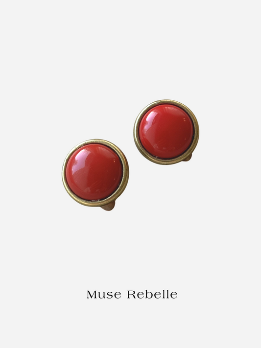 Red clip-on earrings