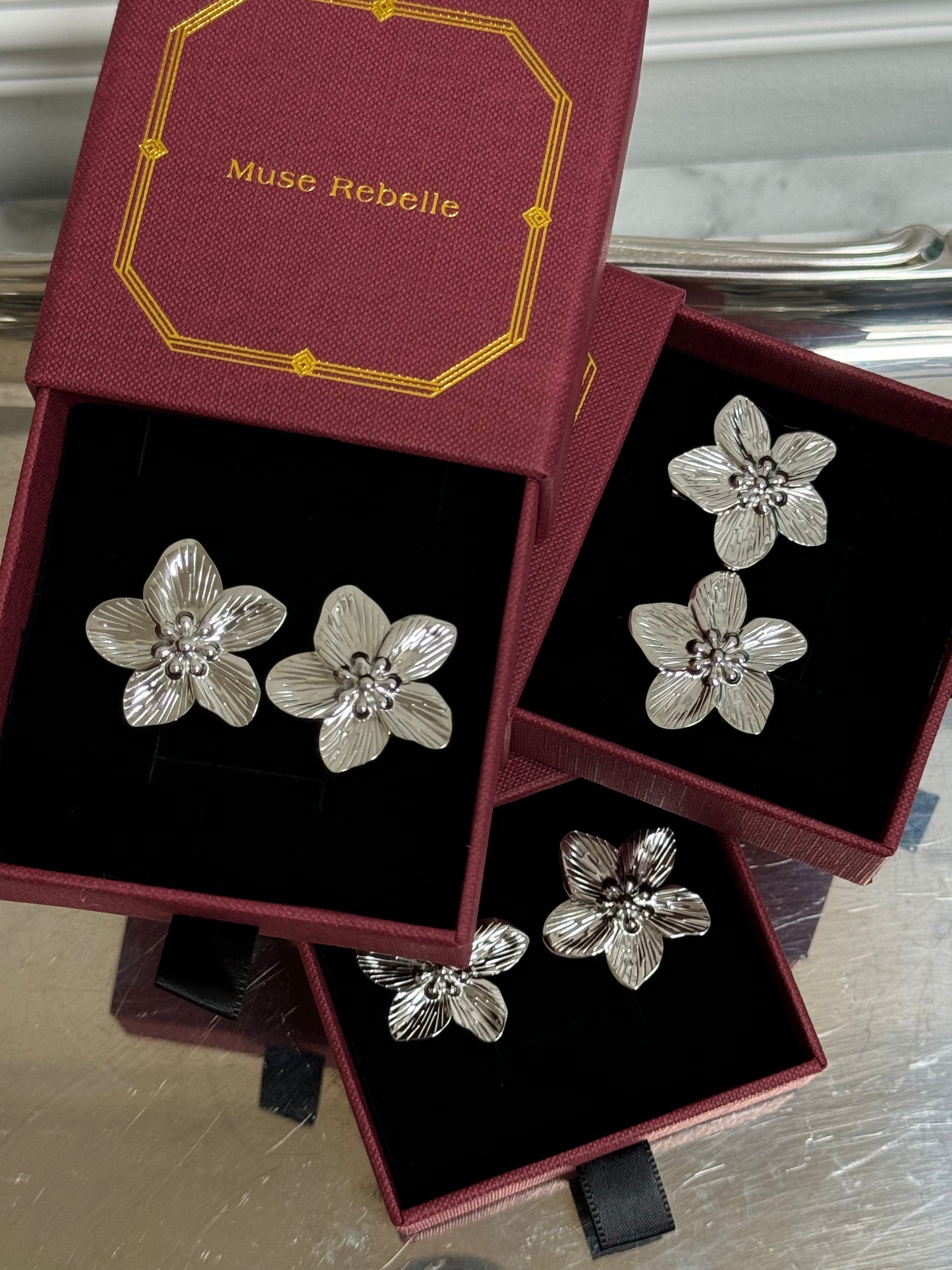 Fleur silver earrings