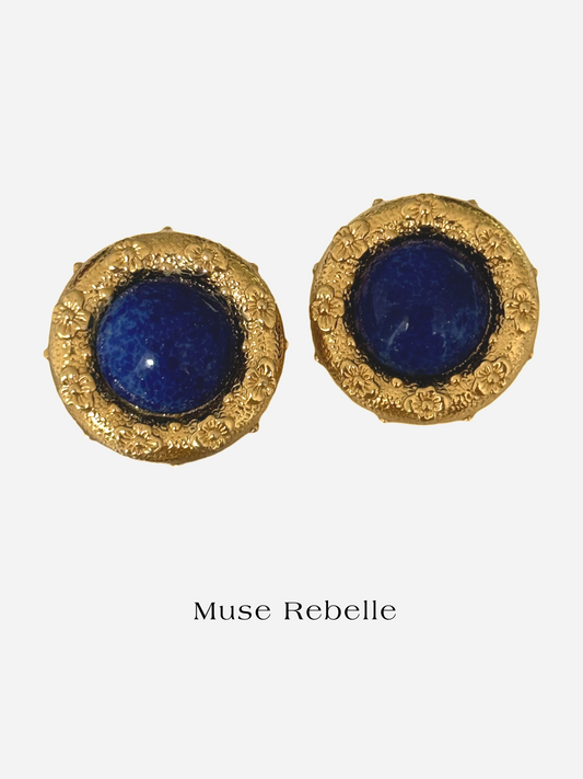 1980s Vintage NINA RICCI blue flower earrings